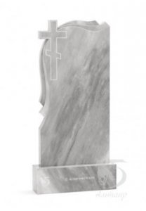 Резной памятник из серого мрамора, с крестом